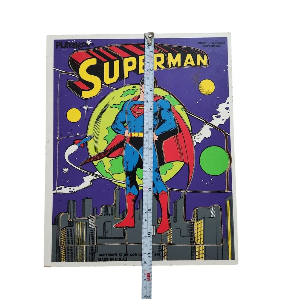 Vintage 1976 Playskool‎ Superman Wood Tray Puzzle 18 Pieces DC Comics 380-01